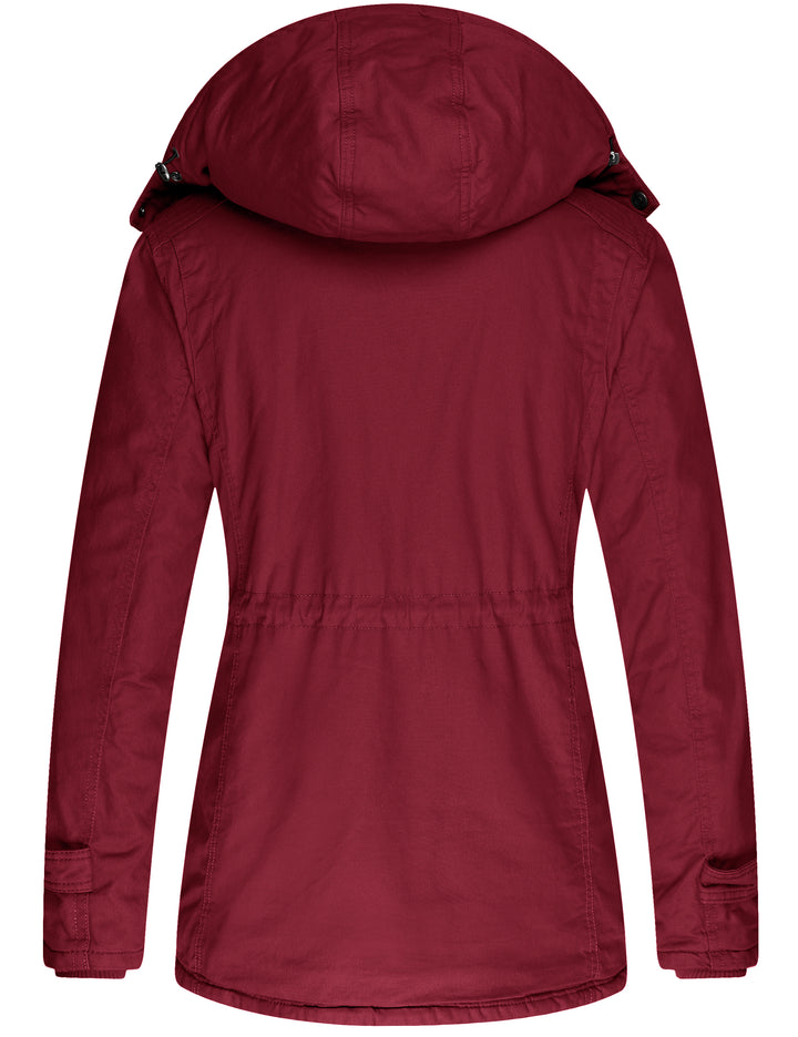 Wantdo Women's Winter Military Cotton Jacket Hooded Outwear Coat Claret Size S - OneBag
