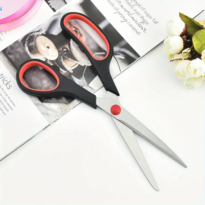 3 Pcs Multi-Purpose Heavy Duty Scissors Stainless Steel Blades, Soft Semi-Rubber Grips - OneBag