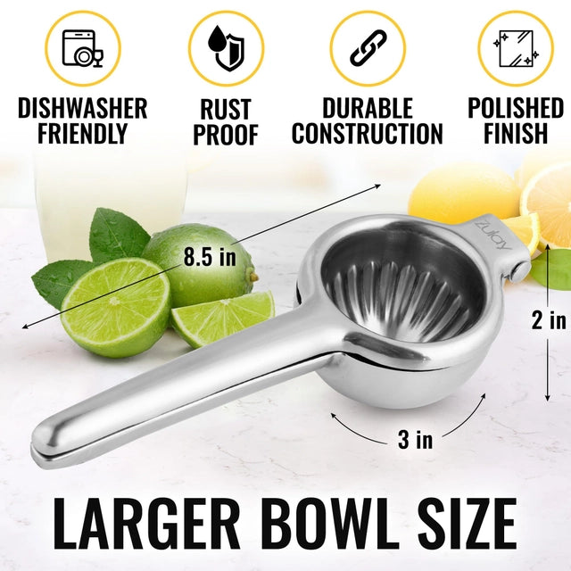 Stainless Steel Lemon Squeezer with Premium Quality, Heavy Duty Solid Metal Squeezer Bowl, Large Manual Citrus Press Juicer and Lime Squeezer - OneBag