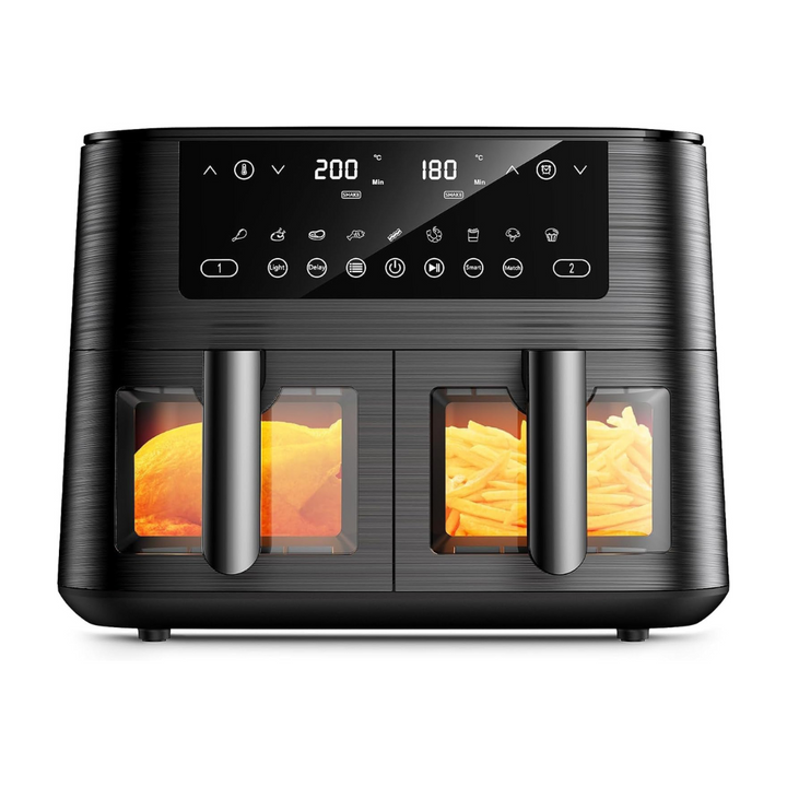 9Litre Dual Air Fryer with Visual Window, 2 Drawers, Touch Screen, Dishwasher-Safe used - OneBag