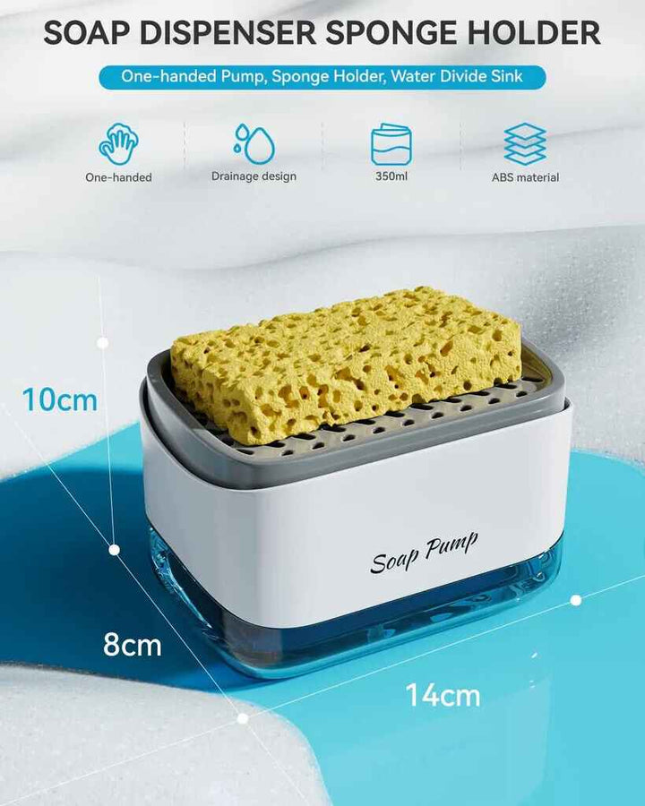 Soap Dispenser with Sponge Holder One-handed Pump Soap Dispenser for Kitchen
