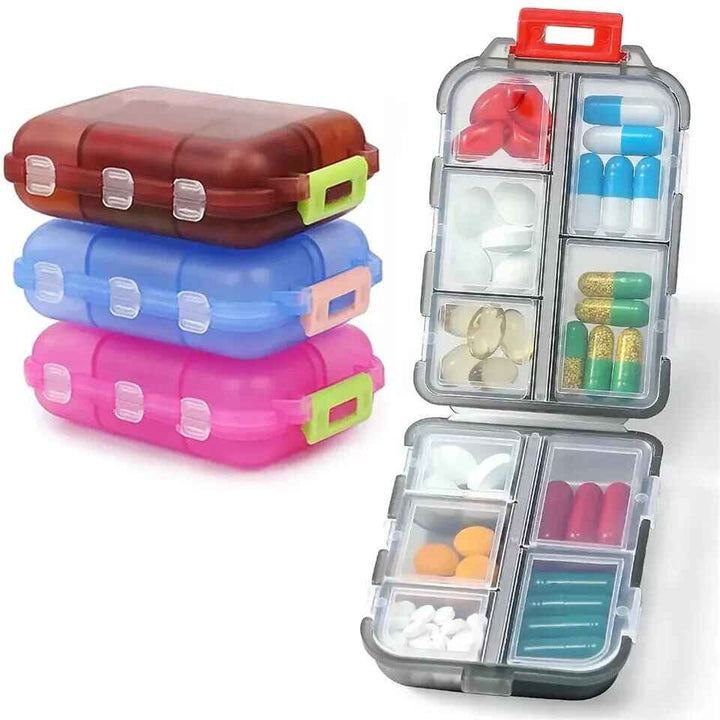 4 Pcs Pill Case with 10 Compartments