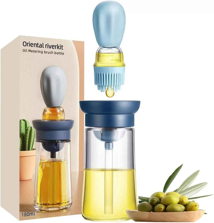2 Pcs Glass Oil Dispenser Bottle  with Silicone Basting Brush for Cooking, Sauce, BBQ Grill