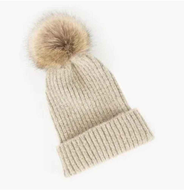 Winter Hat with Fur Pom