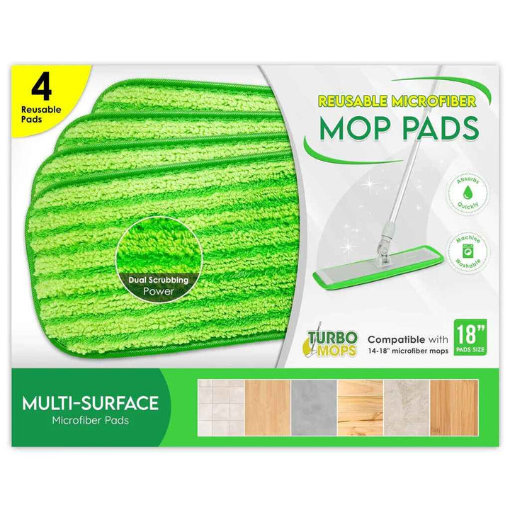 4 Pcs Microfiber Mop Pad, Floor Washable Refills Pads