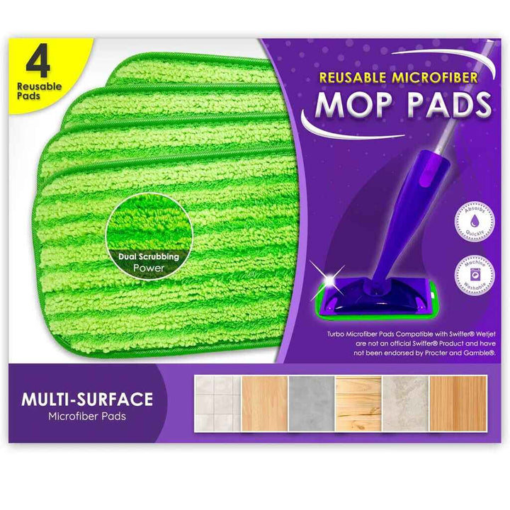 4 Pcs Microfiber Mop Pad, Floor Washable Refills Pads