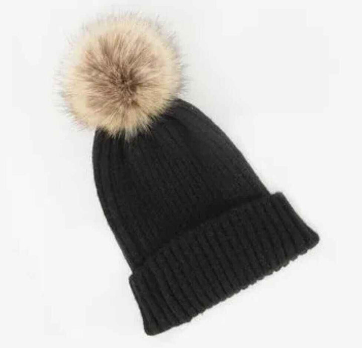 Winter Hat with Fur Pom