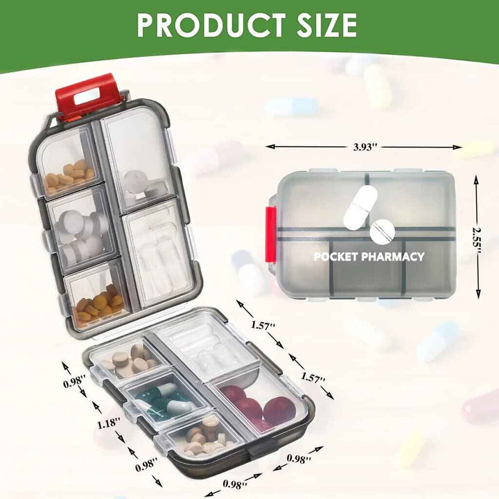 4 Pcs Pill Case with 10 Compartments
