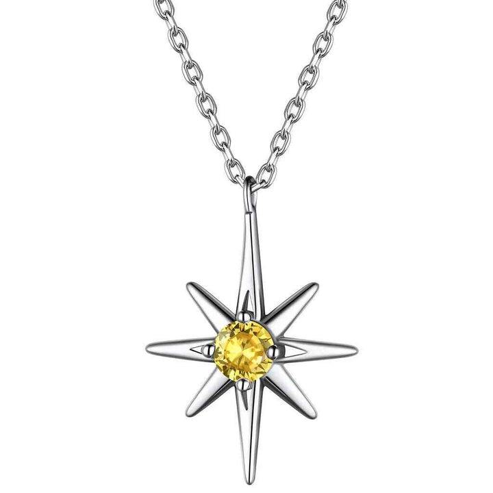 Women Necklace Long Pendant, Colourful, Yellow, Blue Stone Star shape Necklace