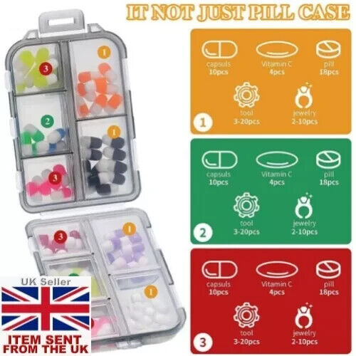 4 Pcs Pill Case with 10 Compartments