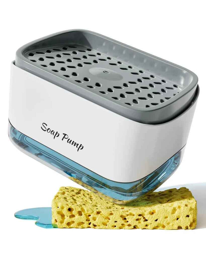 Soap Dispenser with Sponge Holder One-handed Pump Soap Dispenser for Kitchen