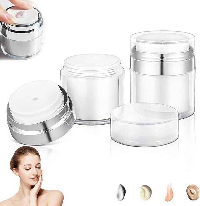 2 Pcs 50ml Vacuum Pump Clear Bottle Jar for Cream Lotion
