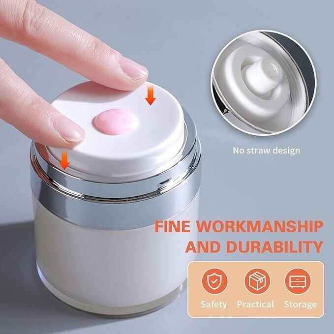 2 Pcs 50ml Vacuum Pump Clear Bottle Jar for Cream Lotion