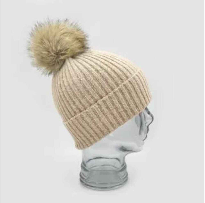 Winter Hat with Fur Pom