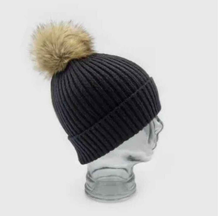 Winter Hat with Fur Pom
