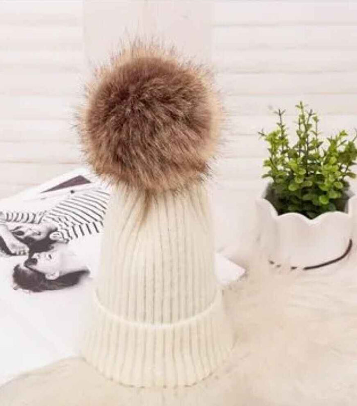 Winter Hat with Fur Pom
