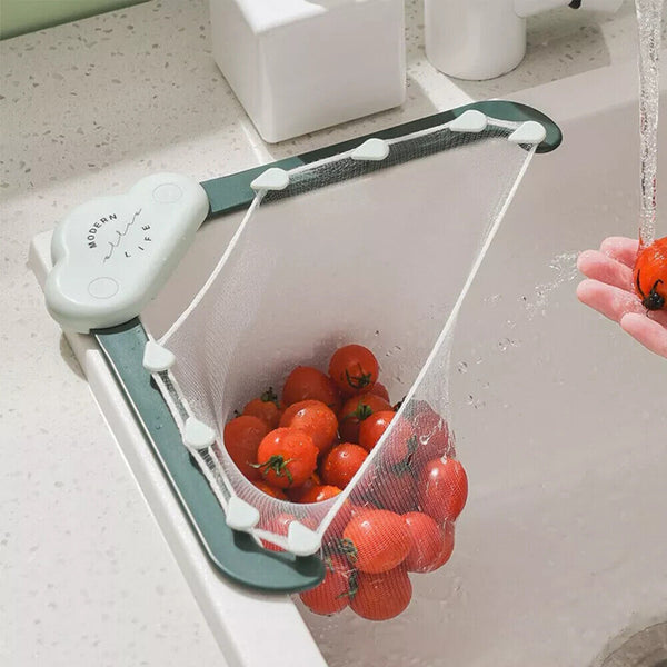 Kitchen Sink Strainer, Triangle Tri-Holder Filter, Triangular Drain Rack Sink Corner Strainer Net Kitchen Sink Garbage Storage Holder for Food Waste Leftover