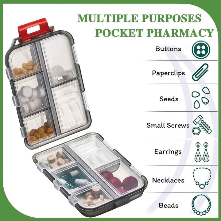 4 Pcs Pill Case with 10 Compartments