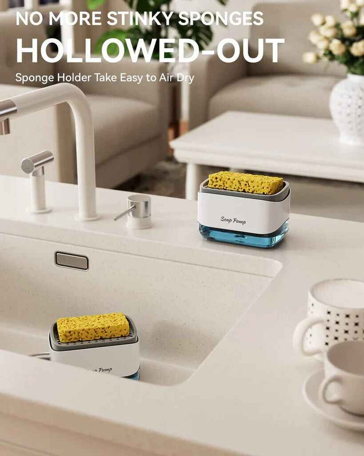 Soap Dispenser with Sponge Holder One-handed Pump Soap Dispenser for Kitchen