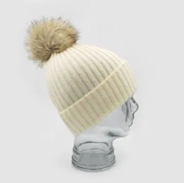 Winter Hat with Fur Pom