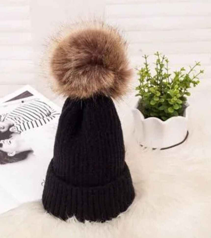 Winter Hat with Fur Pom