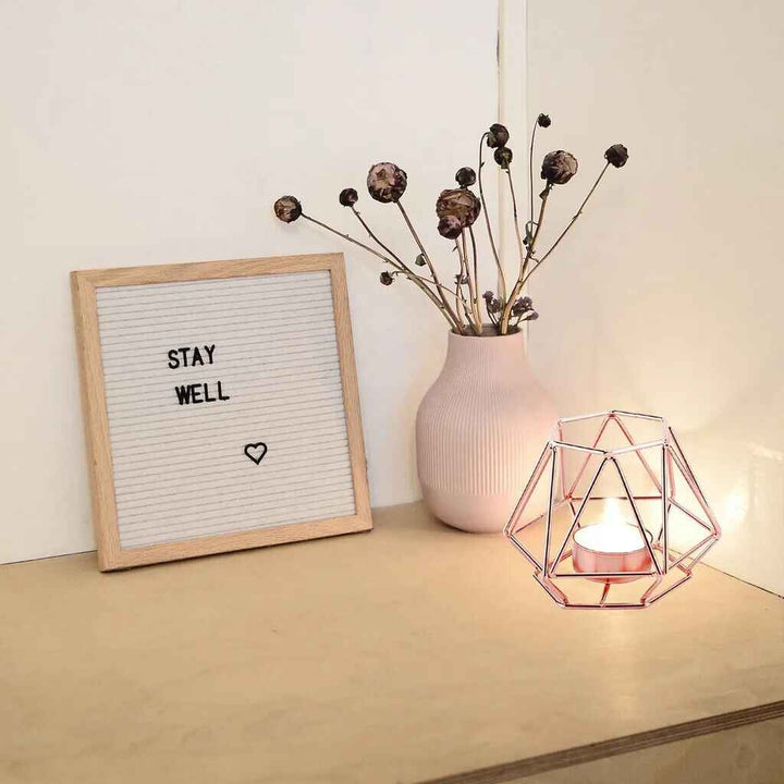 2 Pcs Rose Gold Metal Candle Holders for Modern Home Room Decoration