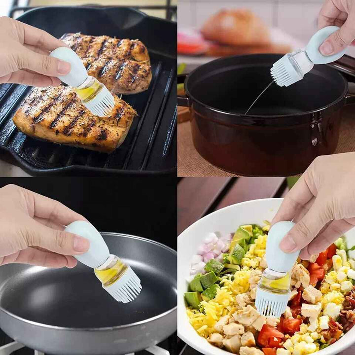 2 Pcs Glass Oil Dispenser Bottle  with Silicone Basting Brush for Cooking, Sauce, BBQ Grill