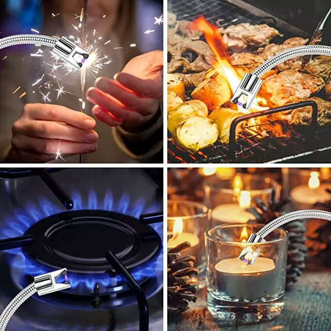Electric Arc Rechargeable USB lighter, 360° Flexible Long Neck Lighter for Candle, BBQ - OneBag