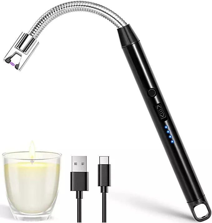 Electric Arc Rechargeable USB lighter, 360° Flexible Long Neck Lighter for Candle, BBQ - OneBag