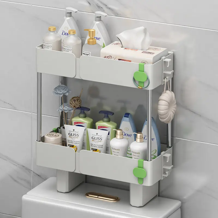 White Storage Rack Above Bathroom Toilet Waterproof Cabinet Storage Rack - OneBag