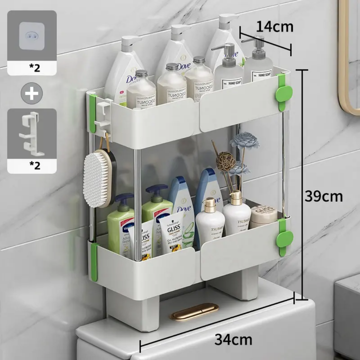 White Storage Rack Above Bathroom Toilet Waterproof Cabinet Storage Rack - OneBag