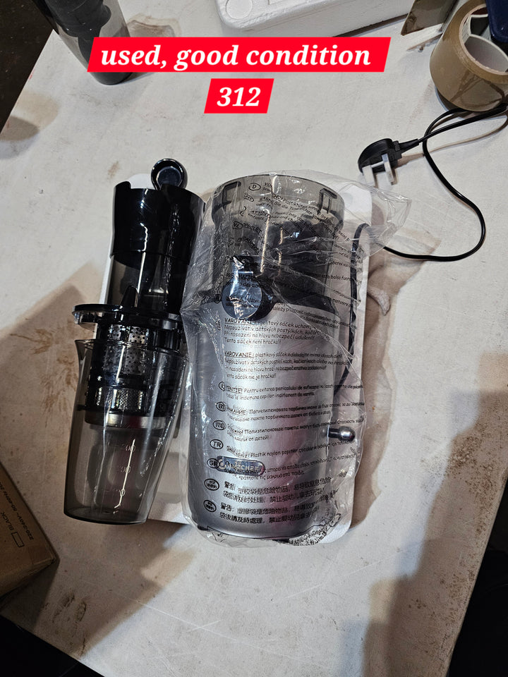 AMZCHEF Silver Whole Fruit Juicer Machines, 80MM Diameter Slow Masticating Juicer, Powerful Cold Press Juicers with Upgrade Auger- 312 - OneBag