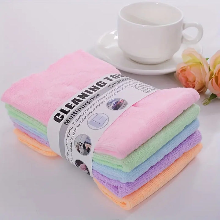 10 Pcs Microfiber Cleaning Cloth, Dishwashing Durable Absorbent Dishwashing Towel Wiping Rags - OneBag