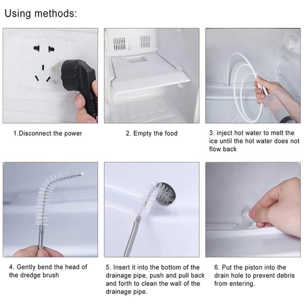 Fridge Drain Hole Cleaning Tool 5Pcs Reusable Refrigerator Drain Dredging Tool Kit Fridge Emptying Dredger and Cleaning Set