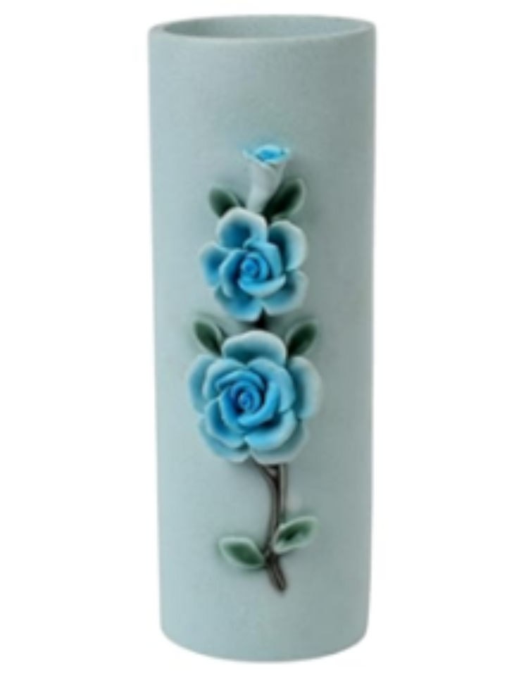 Decorative Tube Vase for Flower for Modern or Rustic Home Decor, Handcaft 3D Embossed Floral Design - OneBag