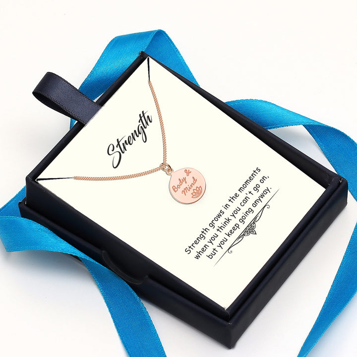 925 Sterling Silver Body Mind Disc Rose Gold Necklace Pendant Jewellery for Teen Women - OneBag