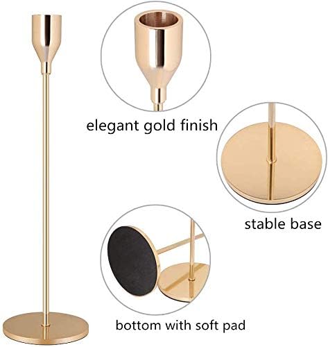 3 Pcs Candle Candlestick Holders, Imitation Gold Table Candle Holders Stands Vintage, Tapered Candle Pillar Holders - OneBag