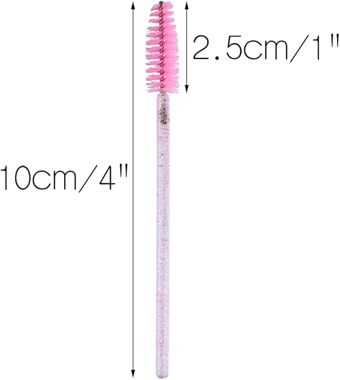 50 Pcs Eyelash Wands Disposable, Crystal Mascara Wands Pink and White - OneBag