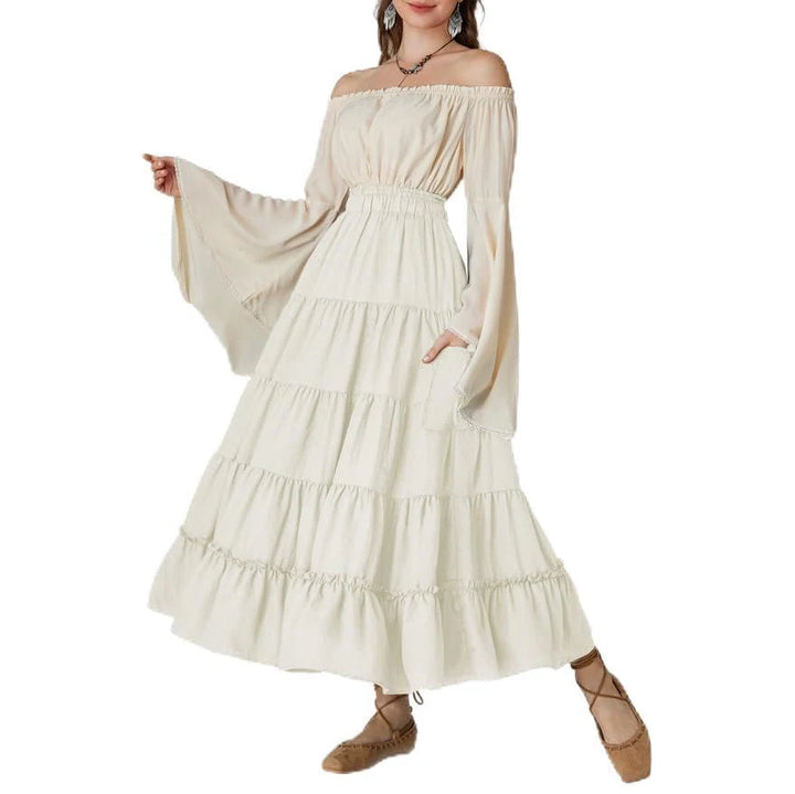 Navy Blue Large Women Boho Tiered Long Skirt - OneBag