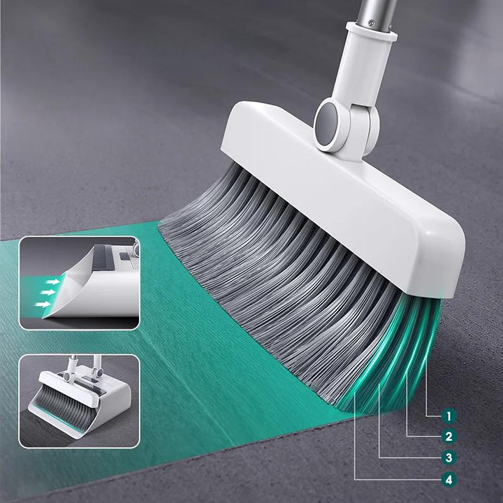 3 in 1 Broom with Dustpan Combo Set, Long Handle Broom and Dustpan Set Push Broom Heavy - OneBag