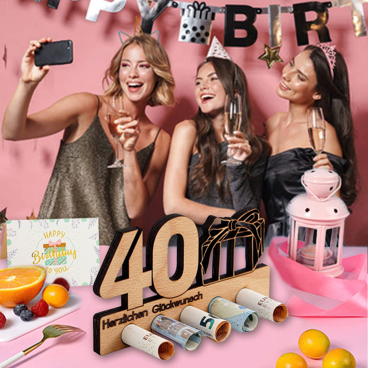 Wooden Guest Book, 40th Birthday Gift Signature Plaque, Wooden Number 40 - OneBag