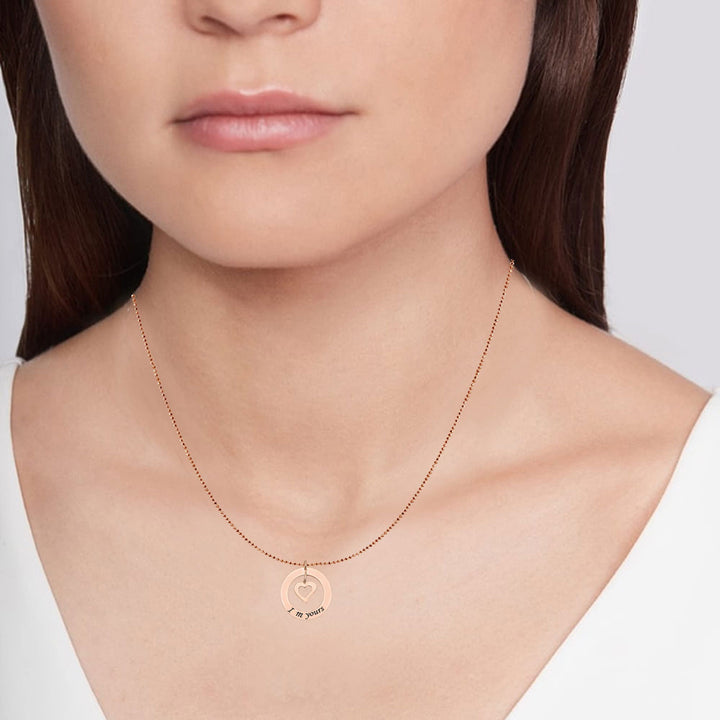 925 Sterling Silver I M Yours Quote Rose Gold Charms Necklace Pendant Jewellery for Teen Women - OneBag