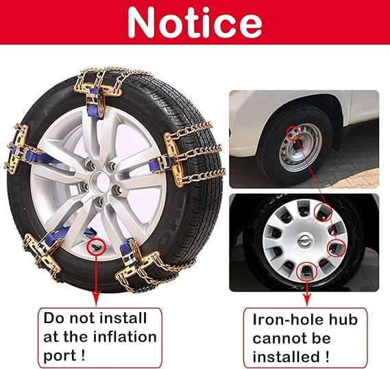 6 Pcs Large WeKit Universal Car Snow Chains, Winter Universal Security Chains Tire Width 8.9-10.8'',Emergency Anti Slip Snow Tire Chains - OneBag