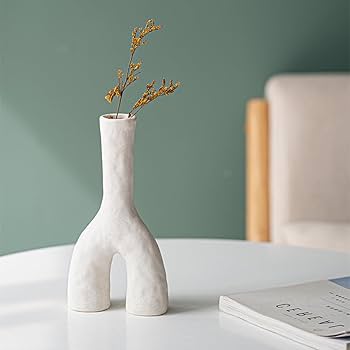 2 Pcs Ceramic Flower Vase, for Modern Boho House, Living Room, Table, Office - OneBag