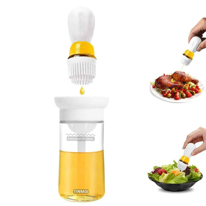 2 Pcs Glass Oil Dispenser Bottle  with Silicone Basting Brush for Cooking, Sauce, BBQ Grill