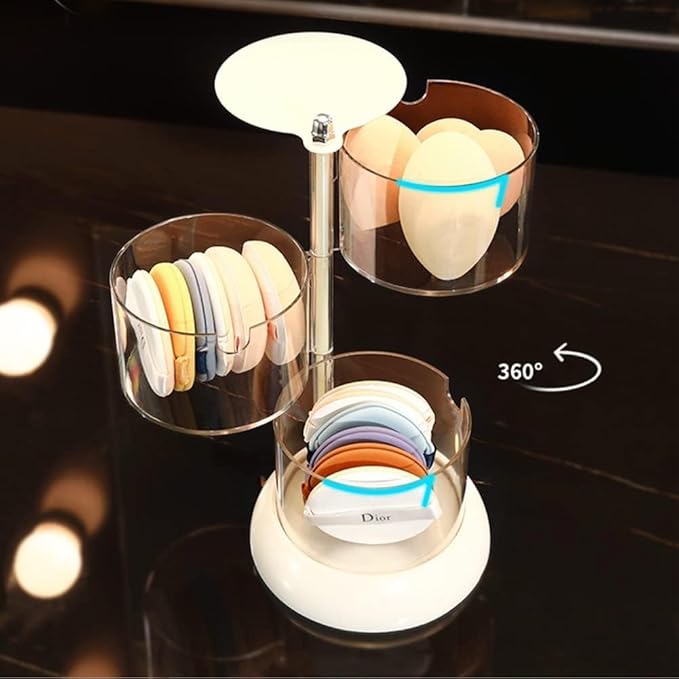 3-Layers Jewelry Organiser, 360 Degree Rotating Jewelry Box, Small Portable Accessory Storage Roll - OneBag