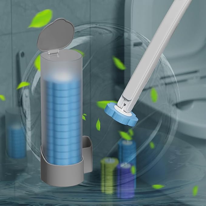 Grey Toilet Cleaner Brush Kit with 6pcs Replacement Heads for Bathroom, Disposable Toilet Brush, Toilet Brush Set Cleaning System with Holder - OneBag