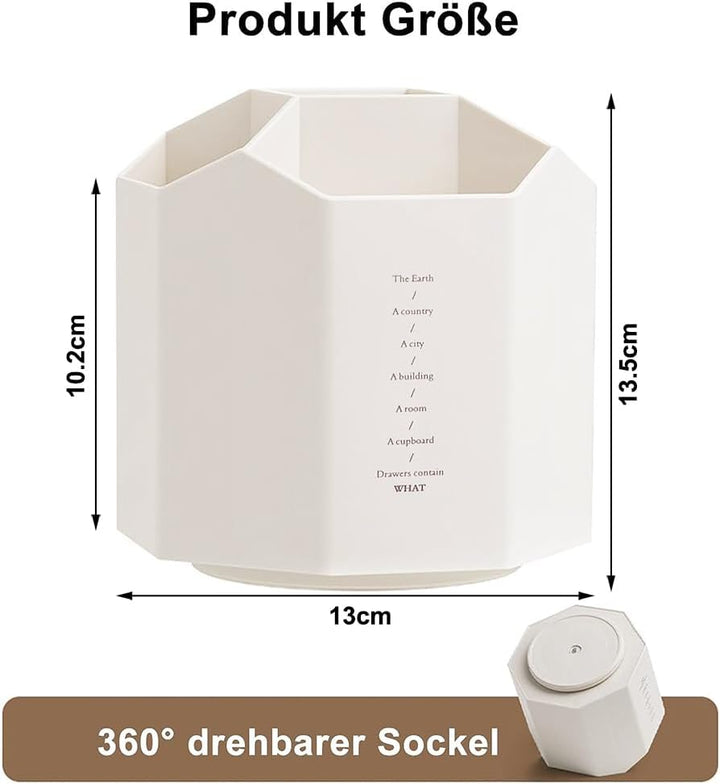 Pencil Holder Desk Organizer 360-Degree Rotating Pen Cup Multi-Functional Pen Holder, 5 Compartments Desktop Stationary Organizer - OneBag