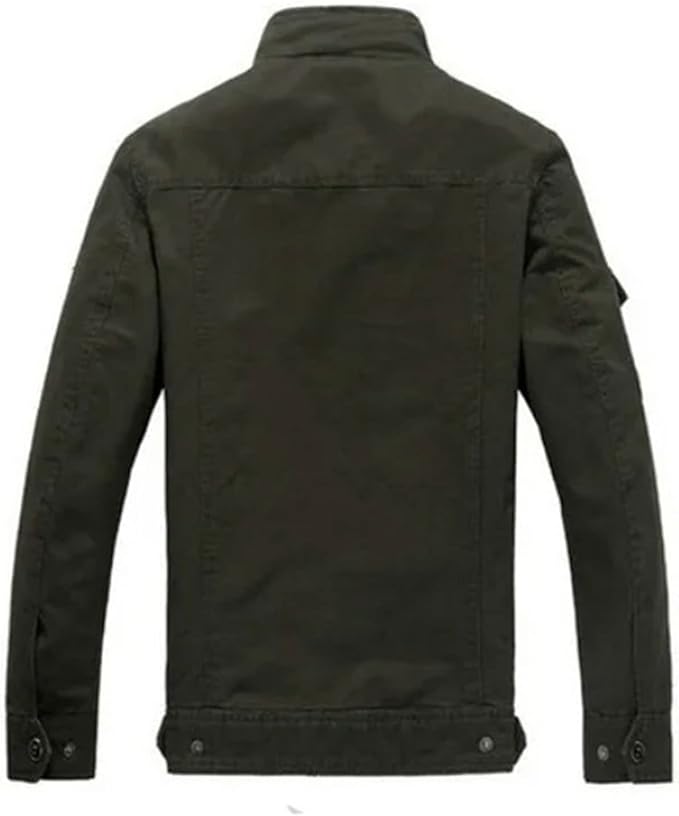 Men's Small Army Green Casual Jacket, Outdoor Cotton Coat, Warm Leisure Jacket - OneBag