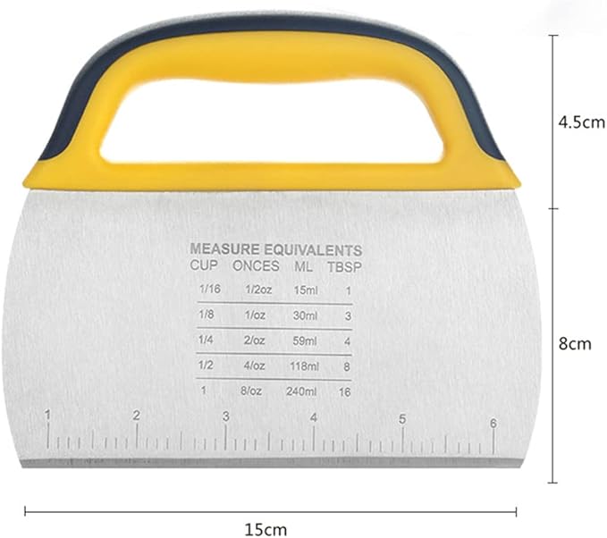 Stainless Steel Metal Griddle Bench Scraper with Plastic Handle, Dough Cutter with Food Grade, Stainless Steel Blade and Soft TPR Handle Plastic Pastry Cutter - OneBag